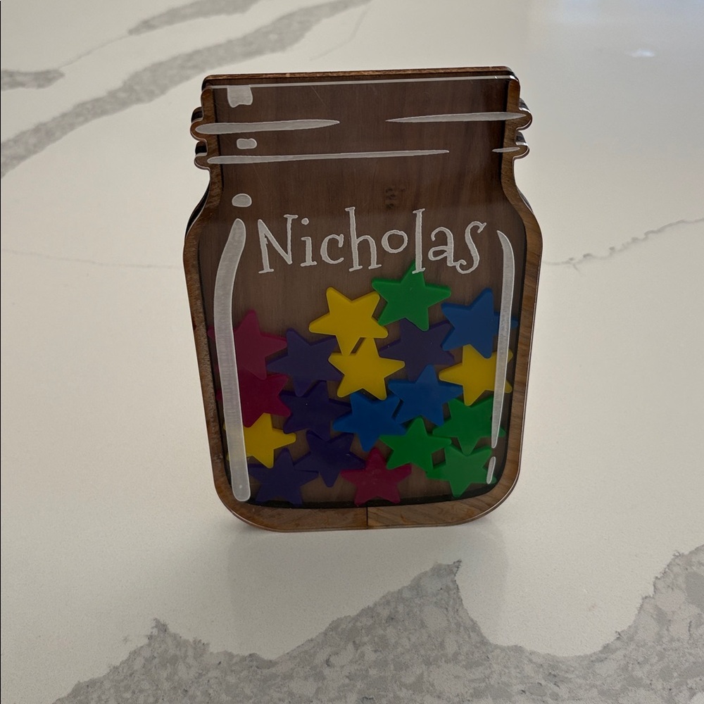 Wooden Mason Jar reward star jar